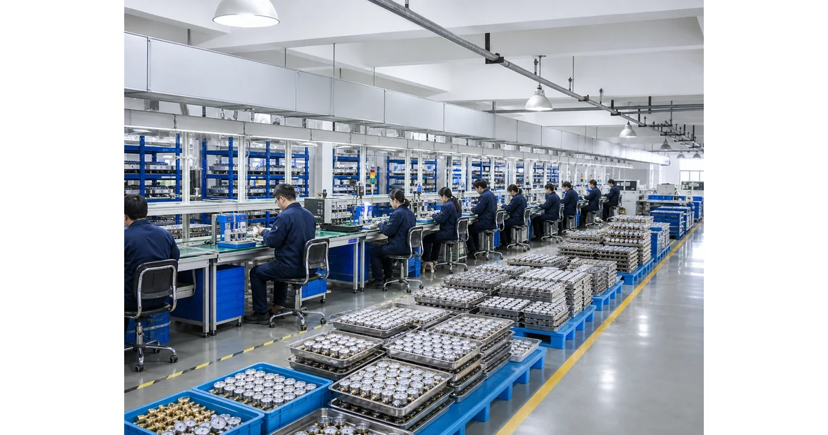 Manogauge factory production environment for industrial pressure gauge manufacturing