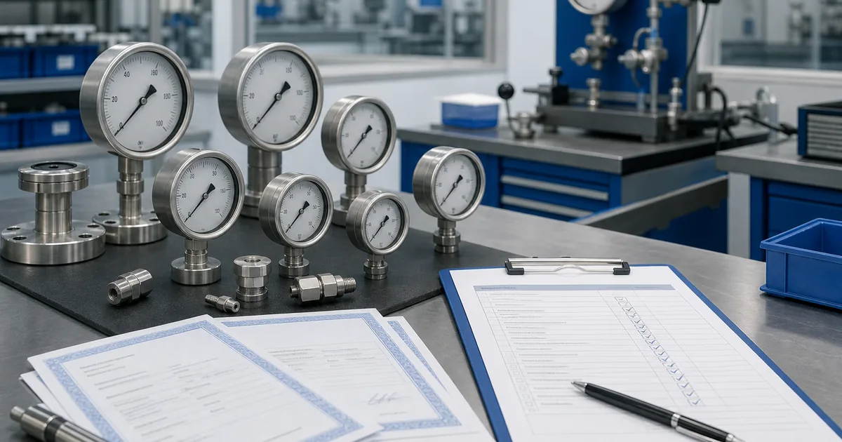 Pressure gauge supplier audit checklist with gauges calibration records and ISO quality documents